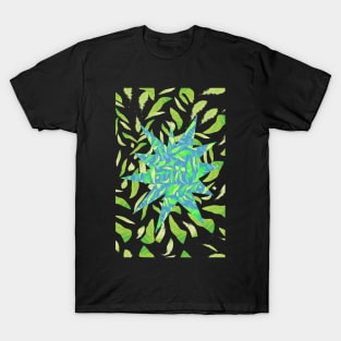 Green Splats on Blue T-Shirt